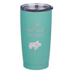 Image of Green Stainless Steel Mug – It Is Well – 18 oz