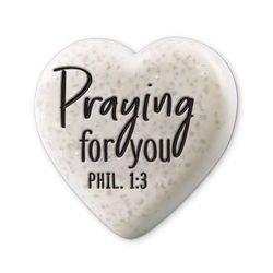 Image of Heart Cast Stone Praying For You Philippians 1:3, 2 1/4′