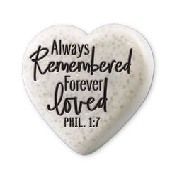 Image of Heart Cast Stone Remembered..Loved Philippians 1:7, 2 1/4′