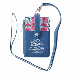 Image of ID Card Holder His Grace is Sufficient Faux Leather