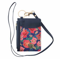 Image of ID Card Holder Heart and Roses Faux Leather