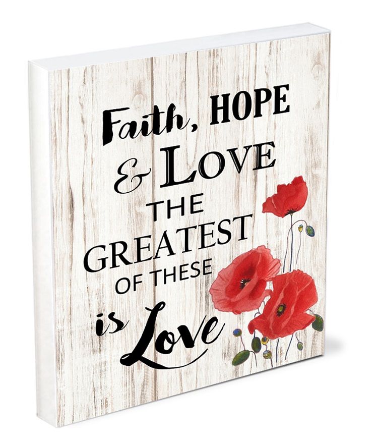 Image of Shelfie Sitter Faith Hope Love (white) 4×5