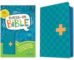 Image of NLT Hands-On Bible, Third Edition -Leatherlike, Blue Check Cross