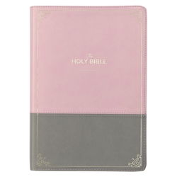 Image of KJV Pink and Gray Faux Leather Super Giant Print Full-size Bible