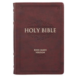 Image of KJV Burgundy Faux Leather Large Print Thinline – Thumb Index