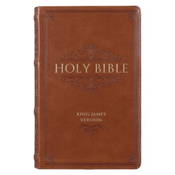 Image of KJV Saddle Tan Faux Leather Giant Print Standard-size – Thumb Index