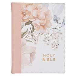 Image of KJV Note-taking Bible Faux Leather Hardcover, Pink/White Floral