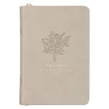 Image of KJV Taupe Bouquet Faux Leather Compact Bible