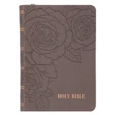 Image of KJV Floral Dusty Taupe Faux Leather Large Print Compact Bible