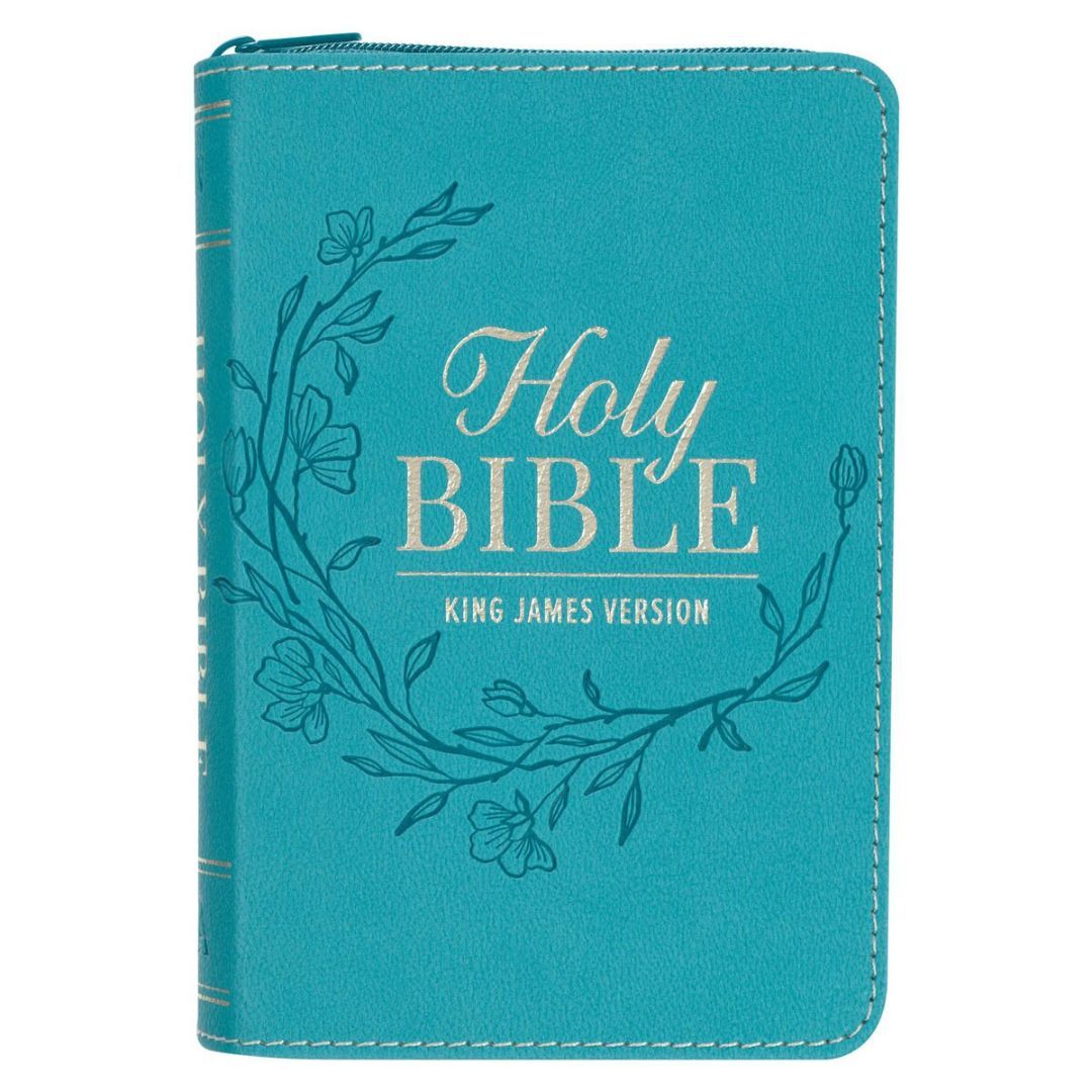 Image of KJV Bible Mini Pocket Faux Leather, Teal w/zipper