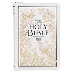 Image of KJV Bible Thinline LP Faux Leather, White and Gold w/zipper