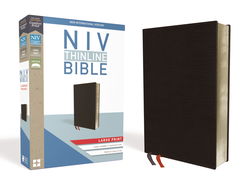 Image of NIV, Thinline Bible, Large Print, Bonded Leather, Black, Red Letter Edition