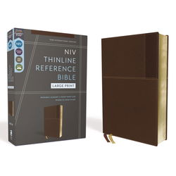 Image of NIV, Thinline Reference Bible, Large Print, Leathersoft, Brown, Red Letter