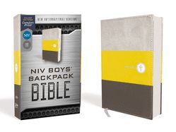 Image of NIV, Boys’ Backpack Bible, Compact, Leathersoft, Yellow/Gray