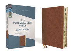 Image of NIV, Personal Size Bible, Large Print, Leathersoft, Brown, Red Letter, Thumb Ind