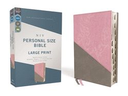 Image of Niv, Personal Size Bible, Large Print, Leathersoft, Pink/Gray, Red Letter, Thumb