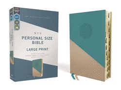 Image of Niv, Personal Size Bible, Large Print, Leathersoft, Teal/Gold, Red Letter, Thumb