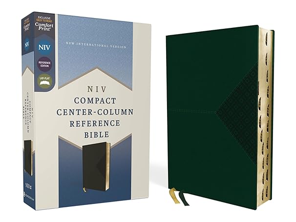 Image of NIV, Compact Center-Column Reference Bible, Leathersoft, Green, Indexed