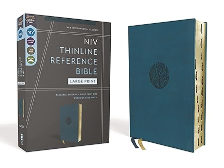 Image of Niv, Thinline Reference Bible Large Print, Leathersoft, Teal, Red Letter Indexed