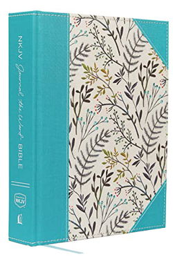Image of NKJV, Journal the Word Bible, Large Print, Blue Floral Cloth, Red