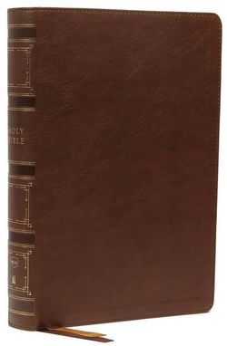 Image of NKJV Single-Column Wide-Margin Reference Bible Brown Leathersoft