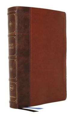 Image of NKJV Large Print Thinline Reference Bible, Blue Letter, Leathersoft, Brown