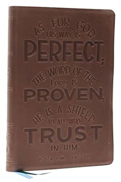 Image of NKJV Thinline Bible Verse Art Collection Brown Genuine Leather Indexed