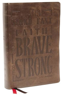 Image of NKJV Giant Print Center-Column Reference Bible, Verse Art Collection Brown