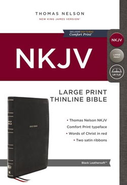 Image of NKJV, Thinline Bible, Large Print, Leathersoft, Black, Comfort Print