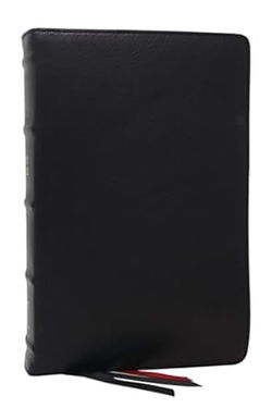 Image of NKJV Bible: Single-Column Verse-By-Verse, Cross-Reference Black Goatskin Leather
