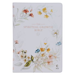 Image of NLT Cream-colored Floral Faux Leather Spiritual Growth Bible