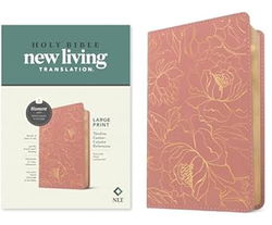 Image of NLT Large Print Thinline Center-Column Reference Bible, Pink Gold Floral