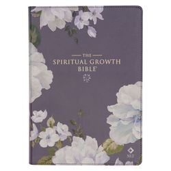 Image of NLT, The Spiritual Growth Bible Faux Leather, Dusty Purple Floral Printed