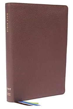 Image of NET Bible, Thinline Large Print, Genuine Leather, Brown, Thumb Indexed