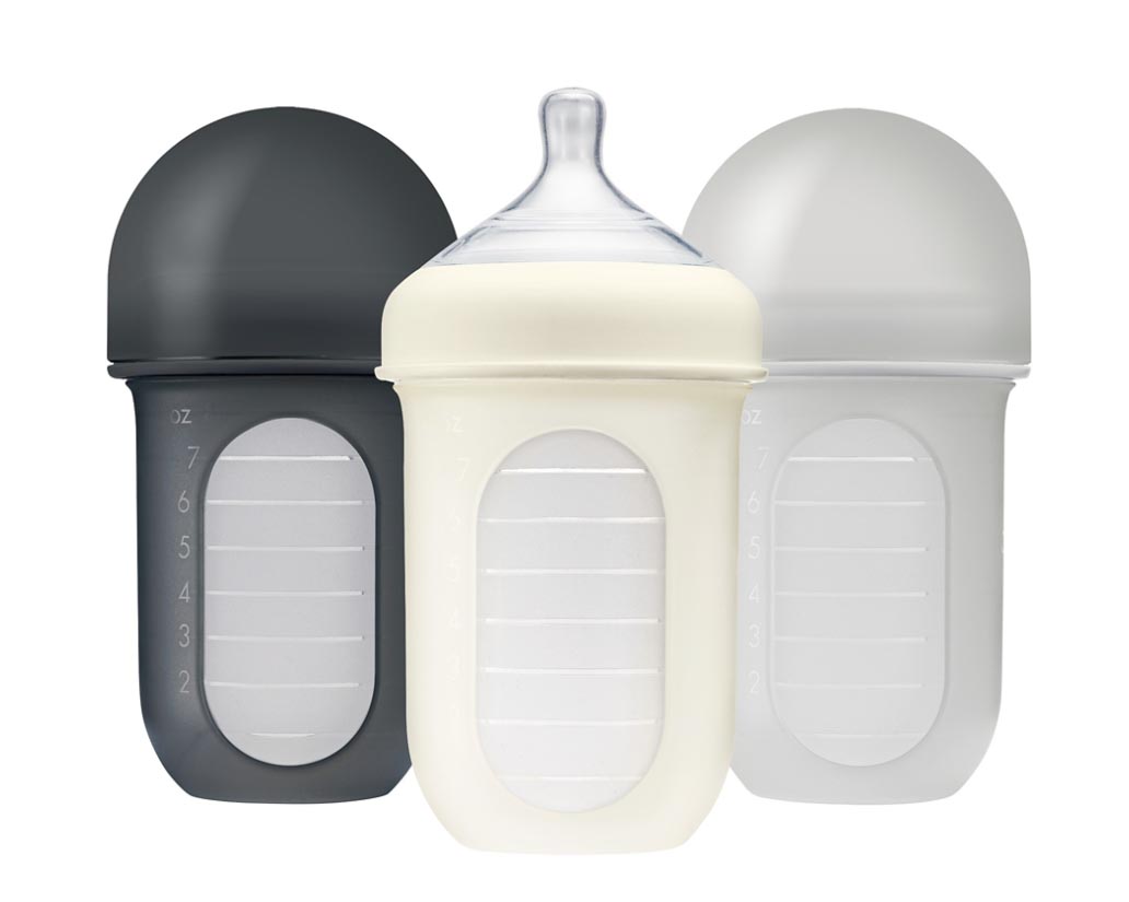 Image of Gray 8 oz. Silicone Pouch Bottle 3 Pack