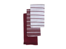Image of 3 pc Burgundy Striped Towel Set