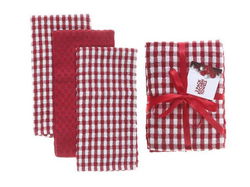 Image of 3 Pack Red Checkered Terry Kichen Towels