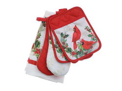 Image of 5 pc Kitchen Set (Cardinals Perched on Wreath)