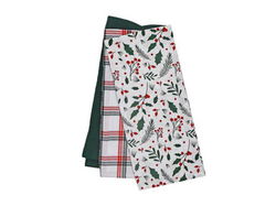 Image of Cotton Kitchen Towel (Set of 3 pcs) (Holly Berries)