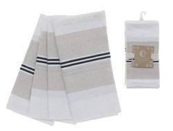 Image of Block Stripe Napkins Set of 4 Cream/White