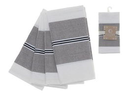 Image of Block Stripe Napkins Set of 4 Grey/White