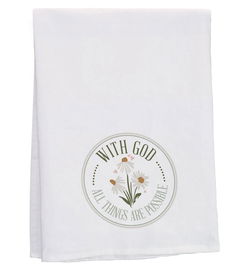 Image of With God Possible Daisies Tea Towel