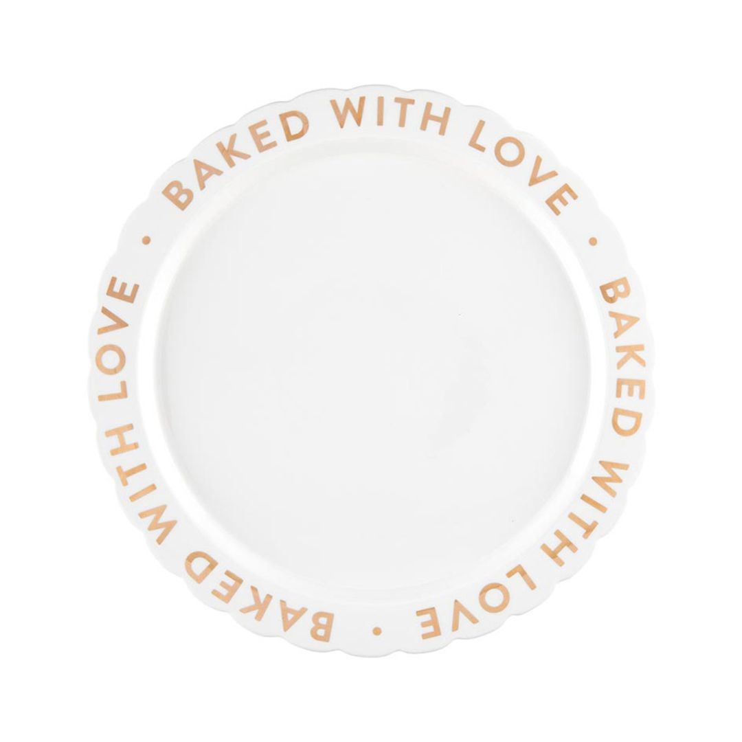 Image of Ceramic Gold Foil Cake Plate – Baked With Love
