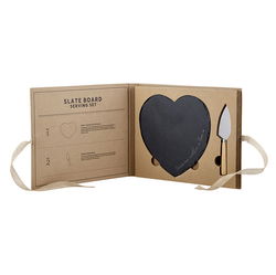 Image of Slate Cutting Board Set – Heart Shaped & Cheese Knife