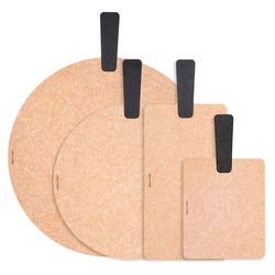 Image of Cutting Board Natural with Slate Handle 14″ Round -Discontinued