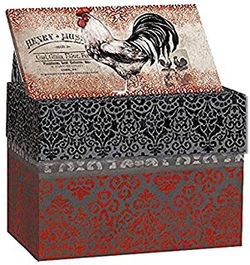 Image of Cardinal Rooster – Recipe Card Box  -Small