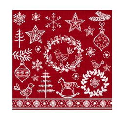 Image of Napkins Luncheon Hygge Symbols Red
