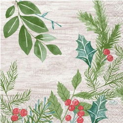 Image of Luncheon Napkins – Winter Greenery