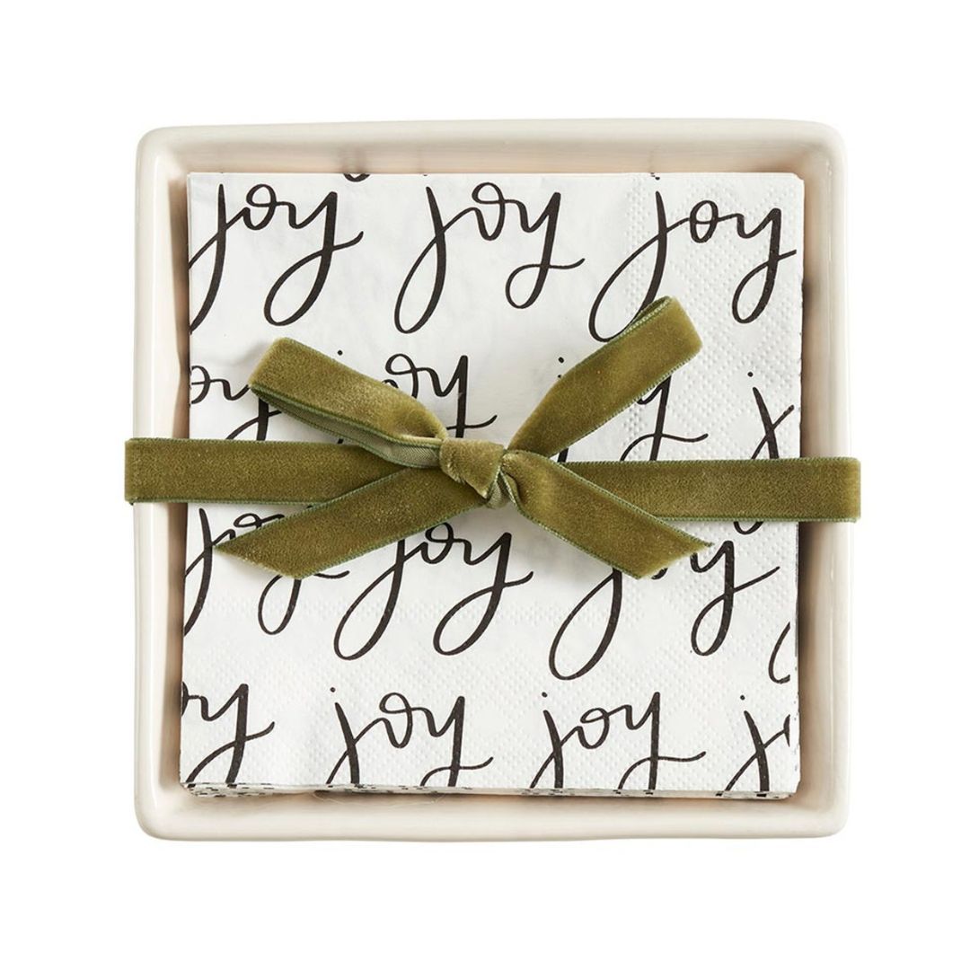 Image of Ceramic Napkin Tray + Napkins – Joy