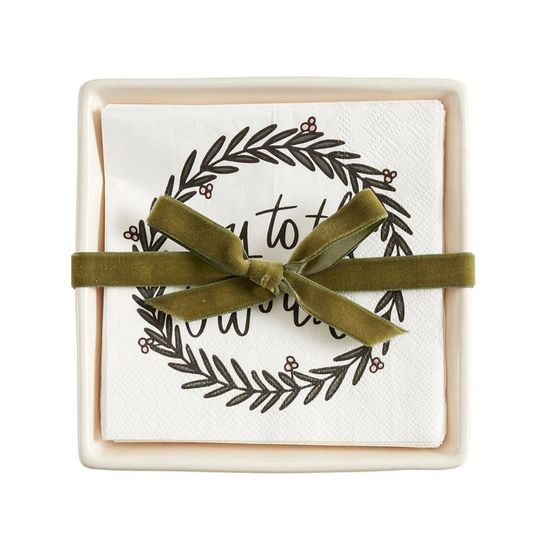 Image of Ceramic Napkin Tray + Napkins – Joy To The World